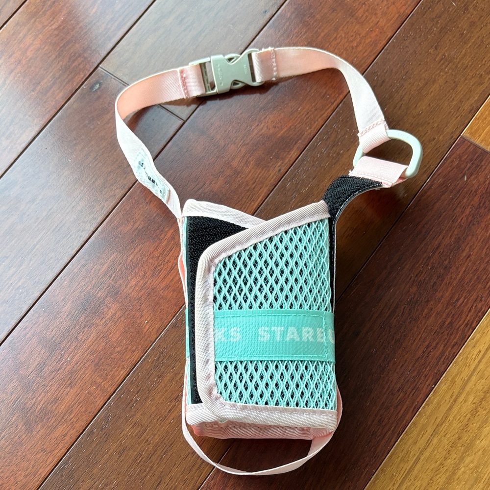 Starbucks Mint Green and Pink Mesh water bottle holder. Purchased in JAPAN